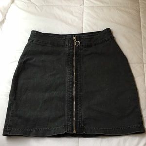 Black Denim Zip Skirt H&M